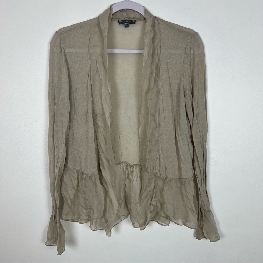 Piazza Del Tempio Light Weight Cardigan Ruffle Thin Taupe Size Medium